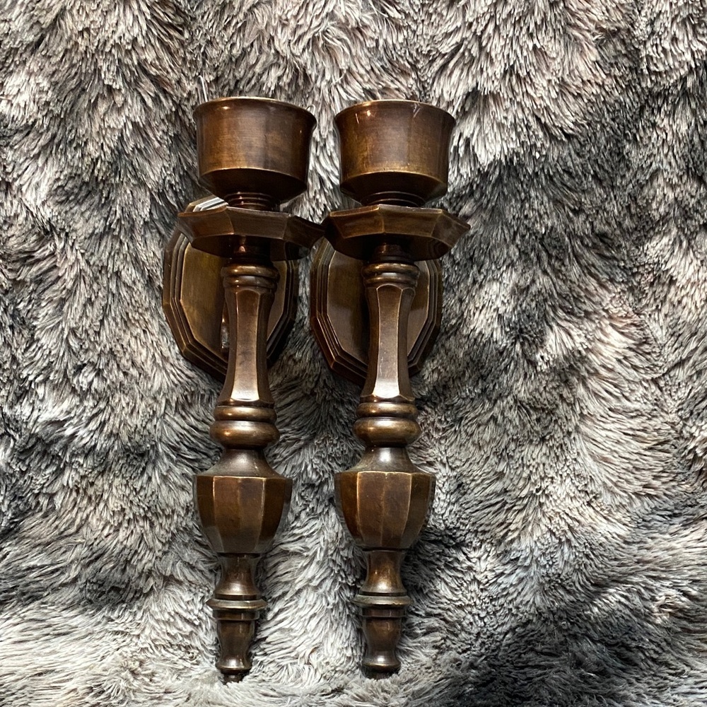Vintage Brass Wall Candle Holders
